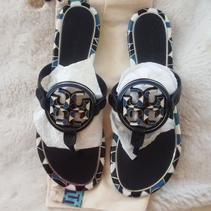 Tory Burch Miller Enamel-logo Sandal Size 8 1/5 M